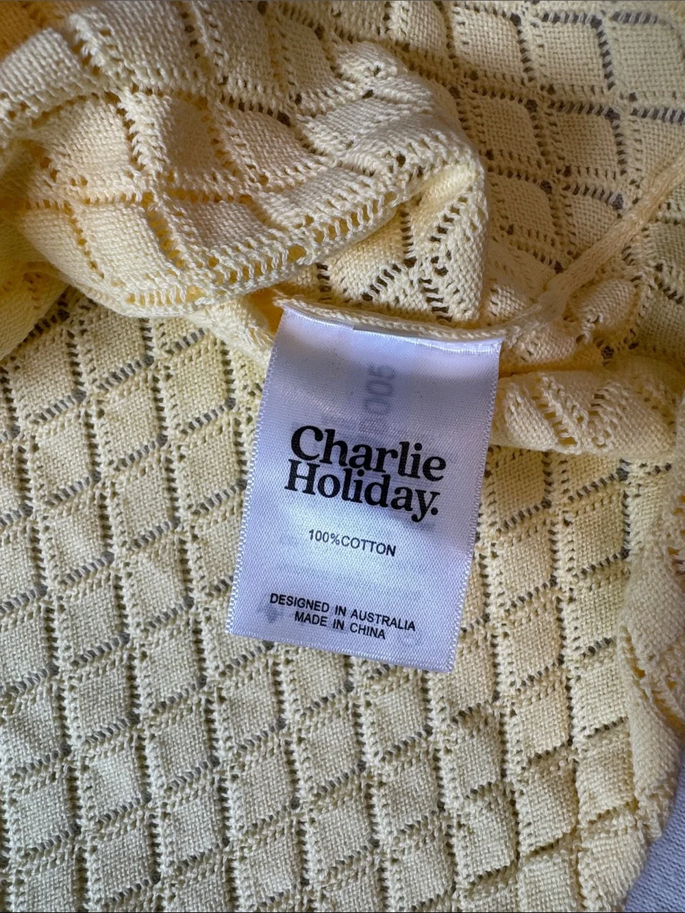 Charlie Holiday Jessie Knit Midi Skirt Yellow Pointelle Resort Vacation NWT - Picture 5 of 7